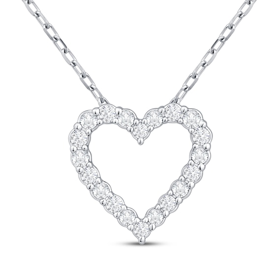 Diamond Heart Outline Necklace 1/4 ct tw 10K White Gold 18"