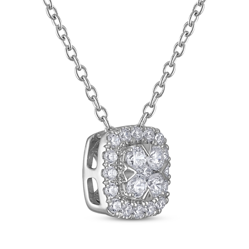 Main Image 2 of THE LEO Diamond Multi-Stone Cushion-Shape Necklace 1/3 ct tw 14K White Gold 19&quot;