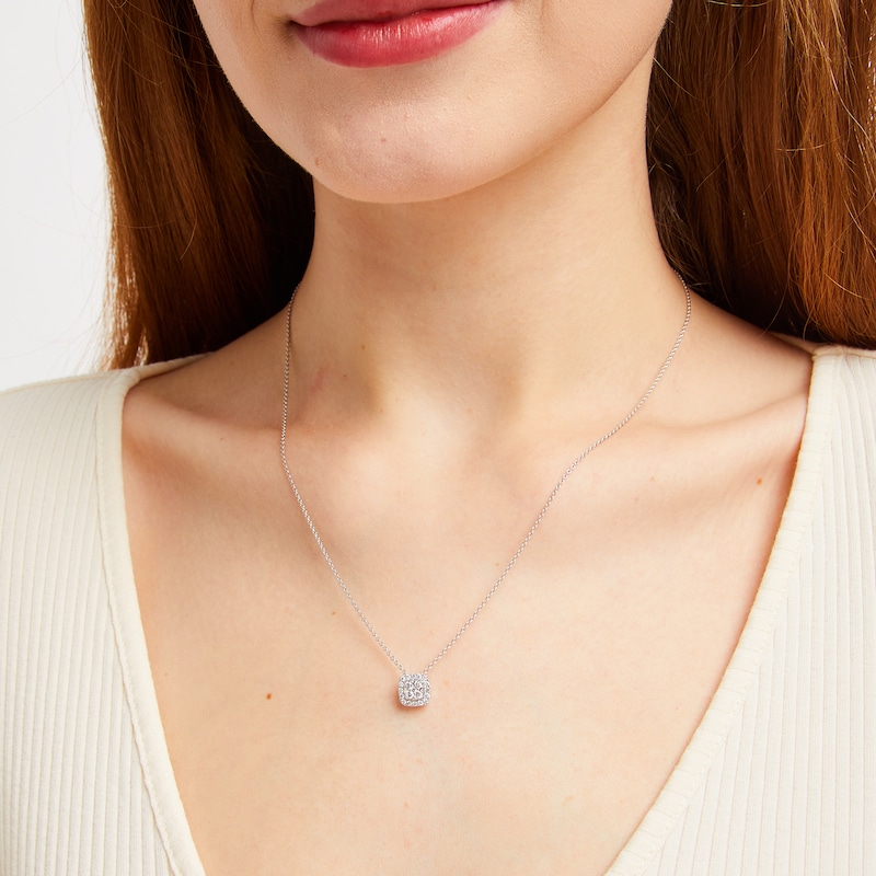 Main Image 4 of THE LEO Diamond Multi-Stone Cushion-Shape Necklace 1/3 ct tw 14K White Gold 19&quot;