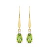 Thumbnail Image 1 of Oval-Cut Peridot & Diamond Dangle Earrings 1/20 ct tw 10K Yellow Gold