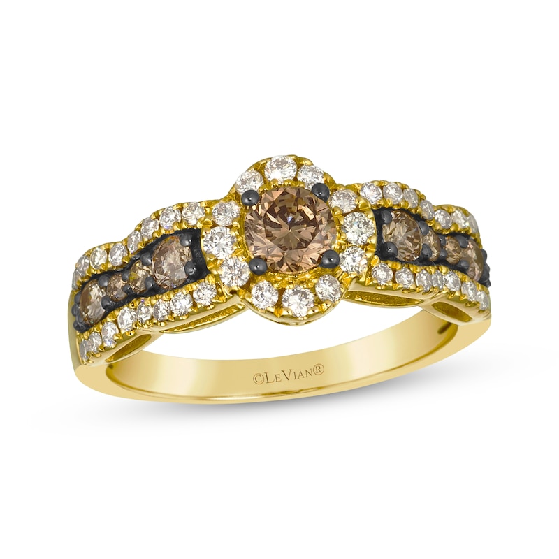 Main Image 1 of Le Vian Chocolate Waterfall Diamond Ring 1 ct tw 14K Honey Gold