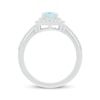 Thumbnail Image 2 of Cushion-Cut Aquamarine & White Lab-Created Sapphire Double Halo Ring Sterling Silver