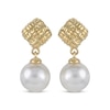 Thumbnail Image 2 of Cultured Pearl Woven Dangle Earrings 10K Yellow Gold