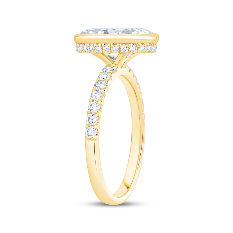 Main Image 2 of Now + Forever Lab-Grown Diamonds Oval-Cut Hidden Halo Bezel-Set Engagement Ring 3-1/2 ct tw 14K Yellow Gold