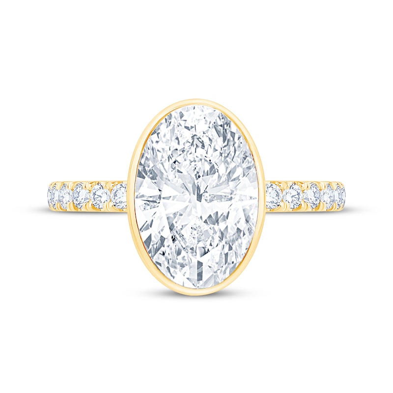 Main Image 3 of Now + Forever Lab-Grown Diamonds Oval-Cut Hidden Halo Bezel-Set Engagement Ring 3-1/2 ct tw 14K Yellow Gold