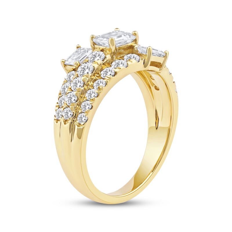 Main Image 2 of Now + Forever Lab-Grown Diamonds Emerald-Cut Three-Stone Anniversary Ring 2 ct tw 14K Yellow Gold