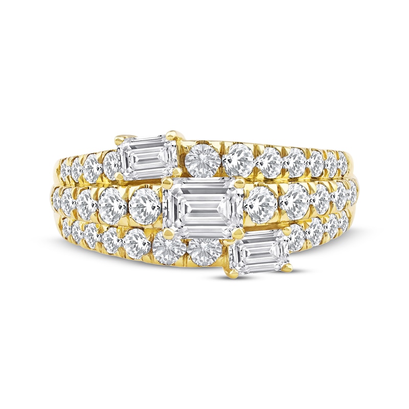 Main Image 3 of Now + Forever Lab-Grown Diamonds Emerald-Cut Three-Stone Anniversary Ring 2 ct tw 14K Yellow Gold