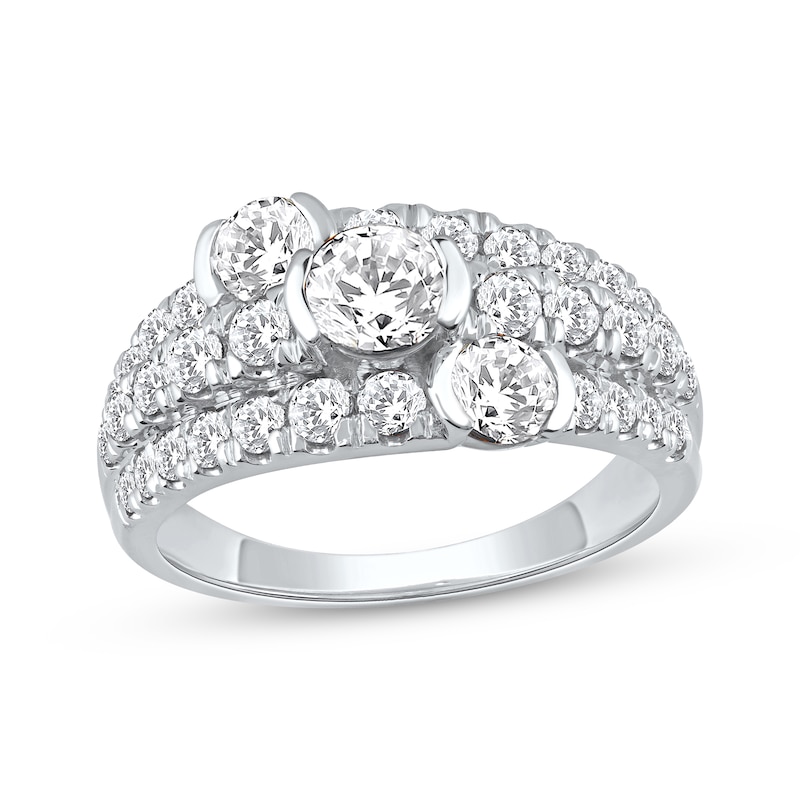 Main Image 1 of Now + Forever Lab-Grown Diamonds Staggered Three-Stone Anniversary Ring 2 ct tw 14K White Gold