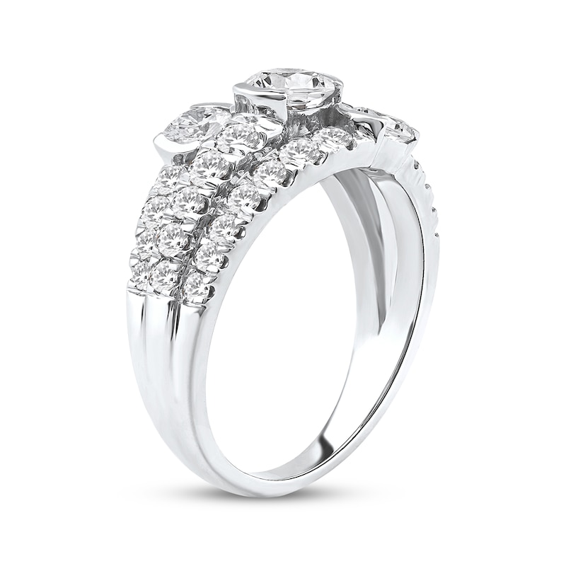 Main Image 2 of Now + Forever Lab-Grown Diamonds Staggered Three-Stone Anniversary Ring 2 ct tw 14K White Gold