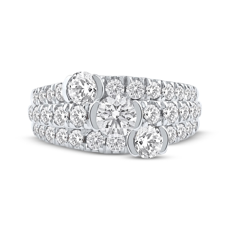 Main Image 3 of Now + Forever Lab-Grown Diamonds Staggered Three-Stone Anniversary Ring 2 ct tw 14K White Gold