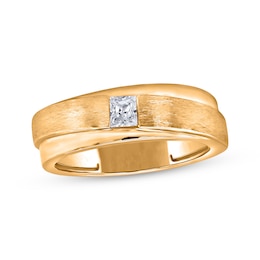 Now + Forever Men's Square-Cut Diamond Solitaire Wedding Band 1/4 ct tw 10K Yellow Gold (I/I2)