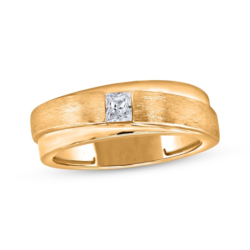Main Image 1 of Now + Forever Men's Square-Cut Diamond Solitaire Wedding Band 1/4 ct tw 10K Yellow Gold (I/I2)