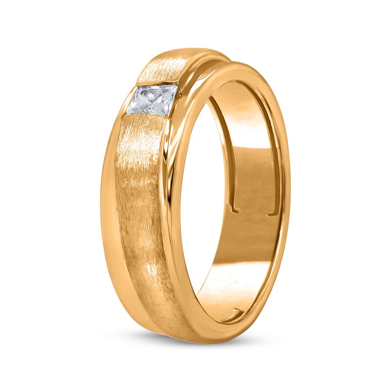 Main Image 2 of Now + Forever Men's Square-Cut Diamond Solitaire Wedding Band 1/4 ct tw 10K Yellow Gold (I/I2)
