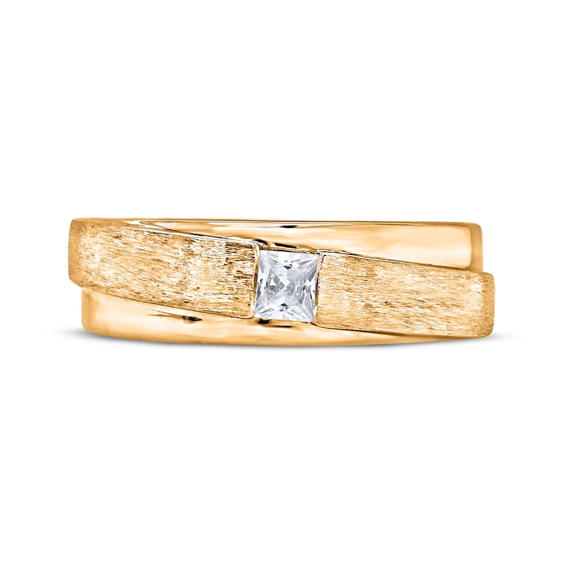 Main Image 3 of Now + Forever Men's Square-Cut Diamond Solitaire Wedding Band 1/4 ct tw 10K Yellow Gold (I/I2)