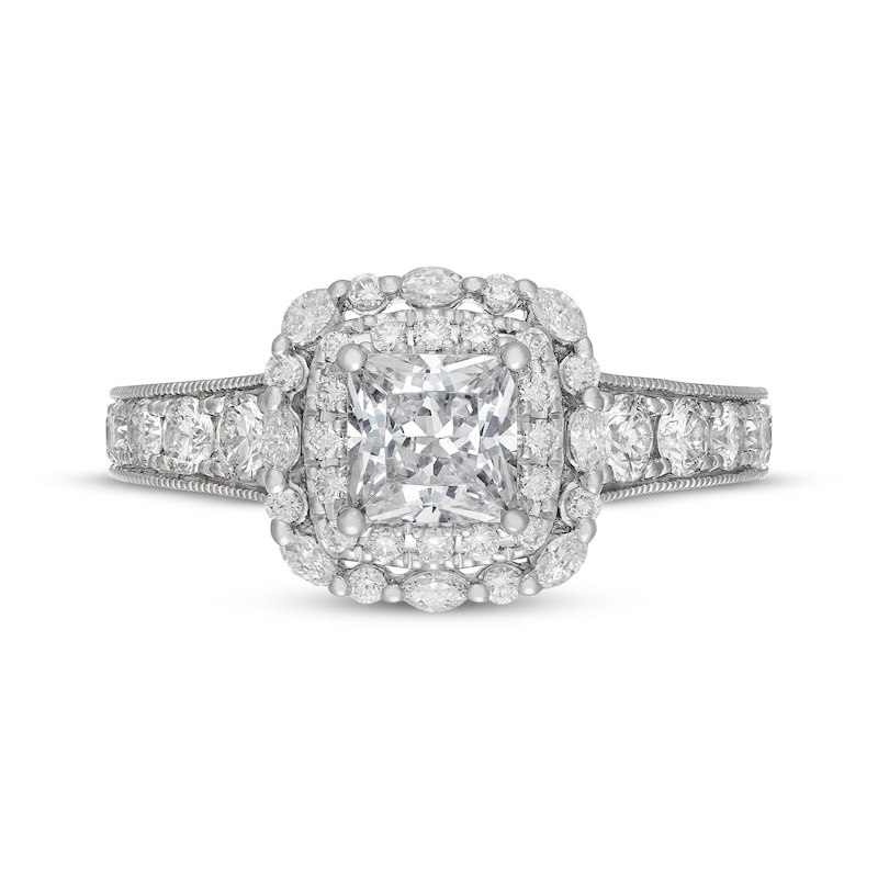 Main Image 3 of Neil Lane Artistry Princess-Cut Lab-Grown Diamond Double Halo Engagement Ring 2-1/4 ct tw 14K White Gold