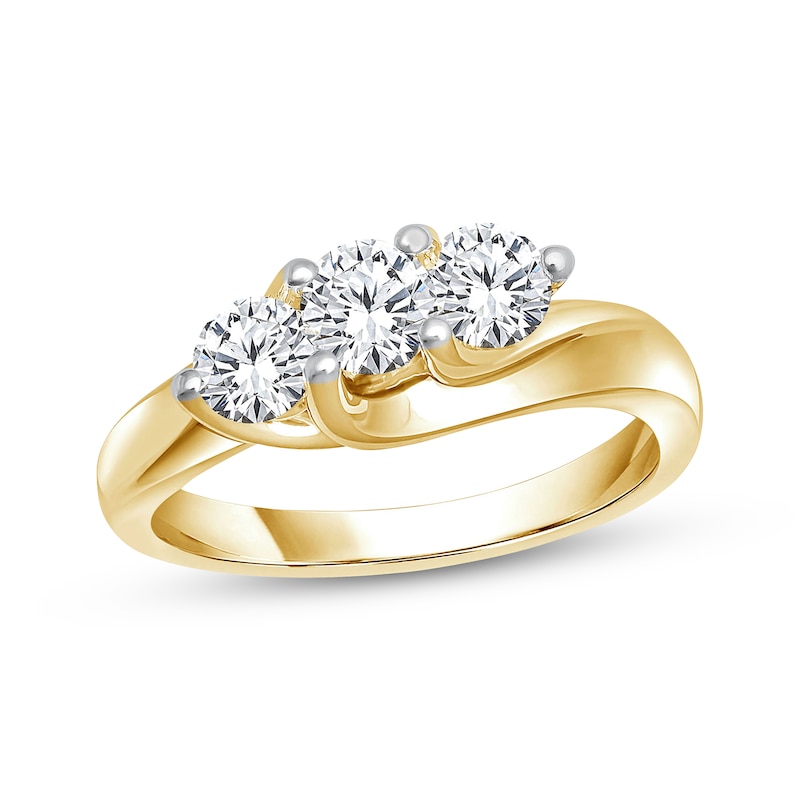 Memories Moments Magic Round-Cut Diamond Three-Stone Engagement Ring 1 ct tw 14K Yellow Gold