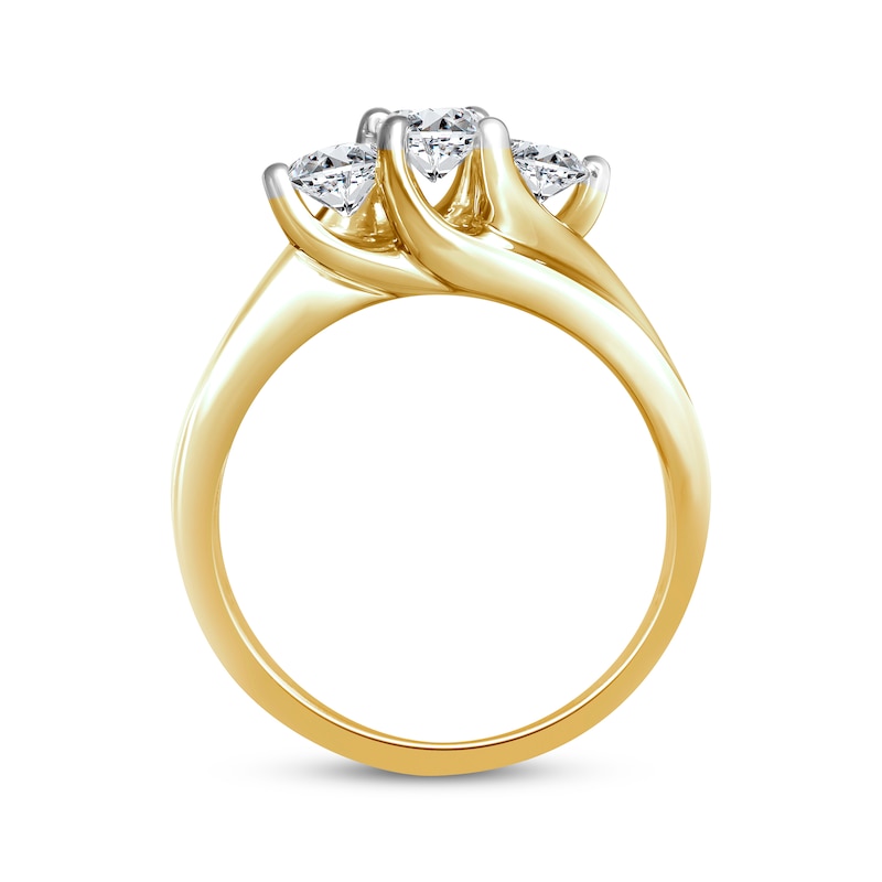Memories Moments Magic Round-Cut Diamond Three-Stone Engagement Ring 1 ct tw 14K Yellow Gold