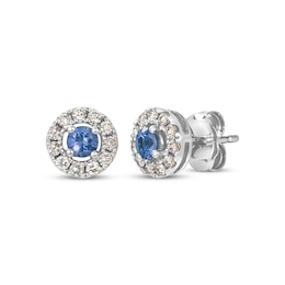 Le Vian Blue Sapphire Stud Earrings 1/4 ct tw Diamonds 14K Vanilla Gold