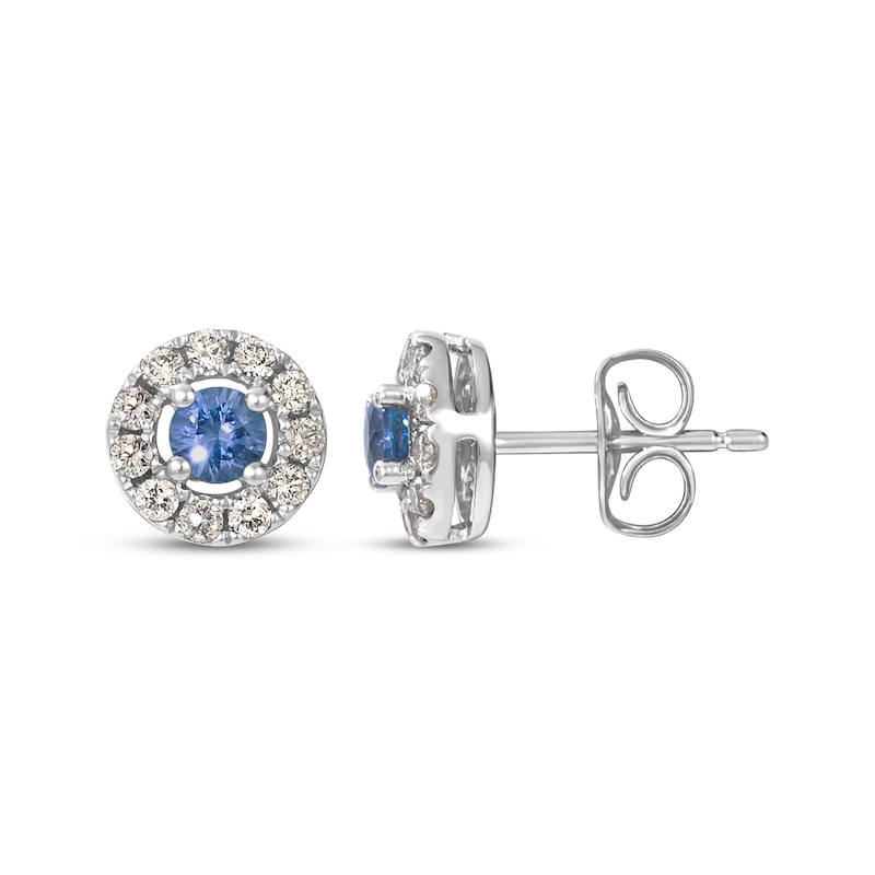 Main Image 3 of Le Vian Blue Sapphire Stud Earrings 1/4 ct tw Diamonds 14K Vanilla Gold