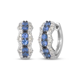 Le Vian Waterfall Blue Sapphire Hoop Earrings 1/2 ct tw Diamonds 14K Vanilla Gold