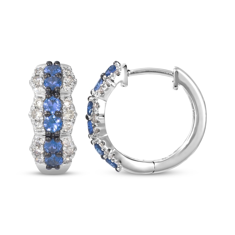 Main Image 3 of Le Vian Waterfall Blue Sapphire Hoop Earrings 1/2 ct tw Diamonds 14K Vanilla Gold