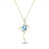 Thumbnail Image 1 of Marquise-Cut Swiss Blue Topaz & Diamond Swirl Necklace 1/10 ct tw 14K Yellow Gold 18&quot;