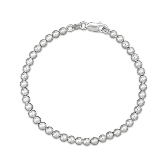 Bead Chain Bracelet 4mm Solid Sterling Silver 7.5"