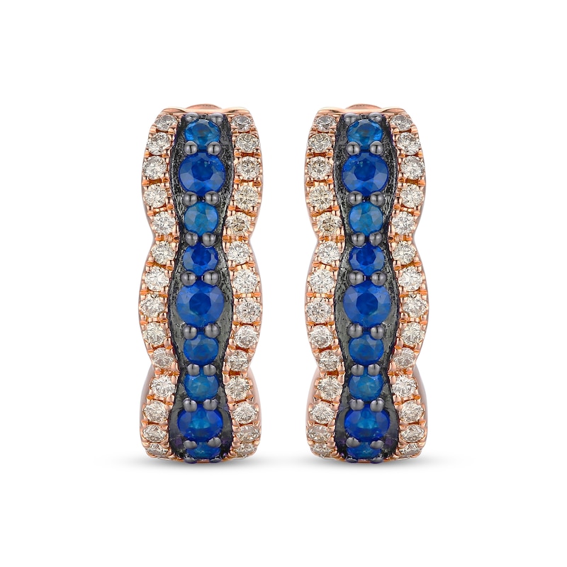 Main Image 2 of Le Vian Sapphire Waterfall Hoop Earrings 3/8 ct tw Diamonds 14K Strawberry Gold