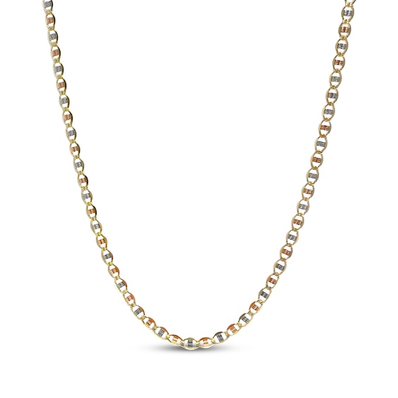Diamond-Cut Valentino Chain Necklace 4.2mm Solid 10K Tri-Tone Gold 20"