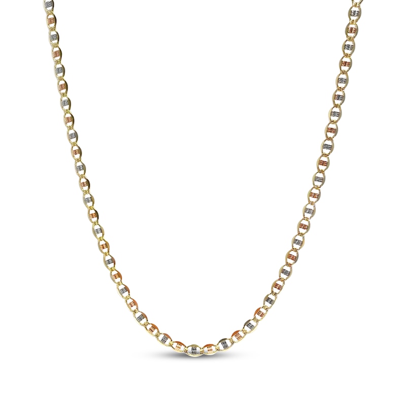Main Image 1 of Diamond-Cut Valentino Chain Necklace 4.2mm Solid 10K Tri-Tone Gold 20&quot;