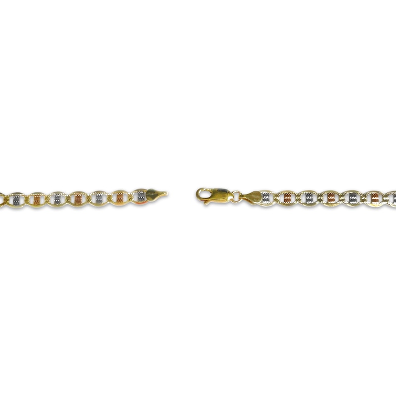 Main Image 3 of Diamond-Cut Valentino Chain Necklace 4.2mm Solid 10K Tri-Tone Gold 20&quot;
