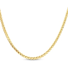 Wheat Chain Necklace 4mm Semi-Solid 10K Yellow Gold 22"