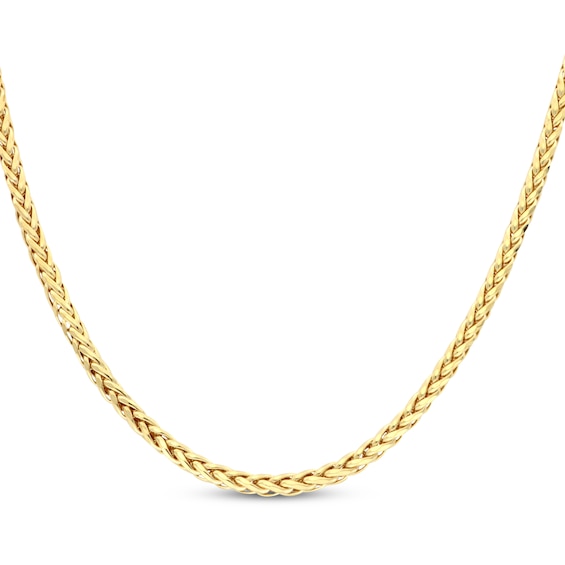 Wheat Chain Necklace 4mm Semi-Solid 10K Yellow Gold 22"