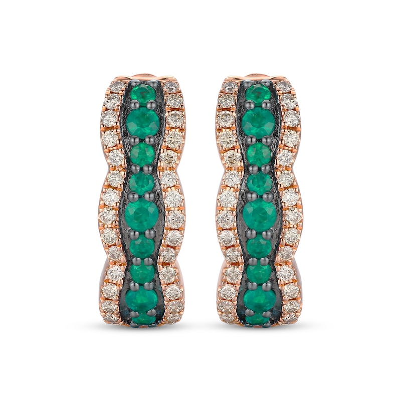 Main Image 2 of Le Vian Emerald Waterfall Hoop Earrings 1/3 ct tw Diamonds 14K Strawberry Gold