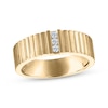 Thumbnail Image 1 of Now + Forever Men's Diamond Trio Grooved Wedding Band 1/10 ct tw 10K Yellow Gold