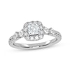 Thumbnail Image 1 of Now + Forever Lab-Grown Diamonds Princess-Cut Halo Engagement Ring 3/4 ct tw 14K White Gold