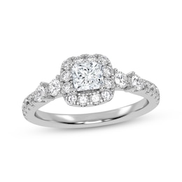 Now + Forever Lab-Grown Diamonds Princess-Cut Halo Engagement Ring 3/4 ct tw 14K White Gold