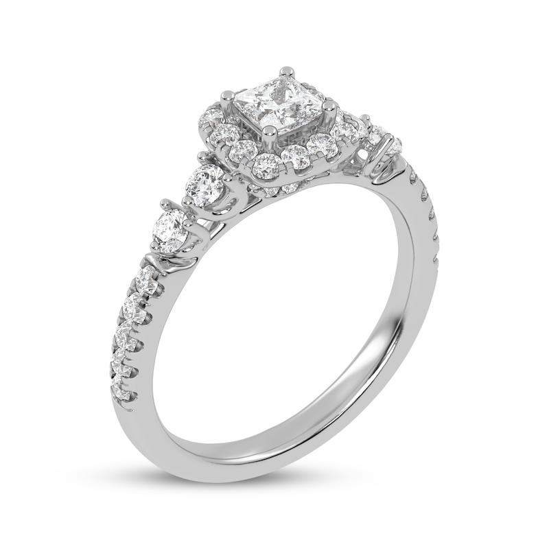 Main Image 2 of Now + Forever Lab-Grown Diamonds Princess-Cut Halo Engagement Ring 3/4 ct tw 14K White Gold