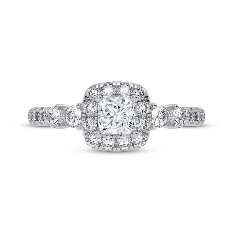 Main Image 3 of Now + Forever Lab-Grown Diamonds Princess-Cut Halo Engagement Ring 3/4 ct tw 14K White Gold