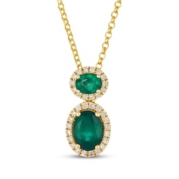 Le Vian Oval-Cut Emerald Necklace 1/5 ct tw Diamonds 14K Honey Gold 19"