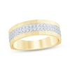 Thumbnail Image 1 of Now + Forever Men's Diamond Two-Row Sandblasted Wedding Band 1/2 ct tw 10K Yellow Gold