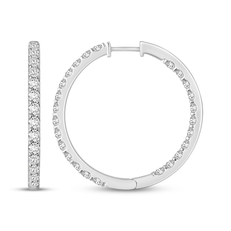 Main Image 3 of Diamond Inside-Out Hoop Earrings 3 ct tw 10K White Gold