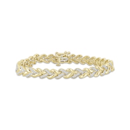 Diamond Braid Link Bracelet 1/3 ct tw 10K Yellow Gold 7"