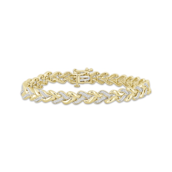 Diamond Braid Link Bracelet 1/3 ct tw 10K Yellow Gold 7"