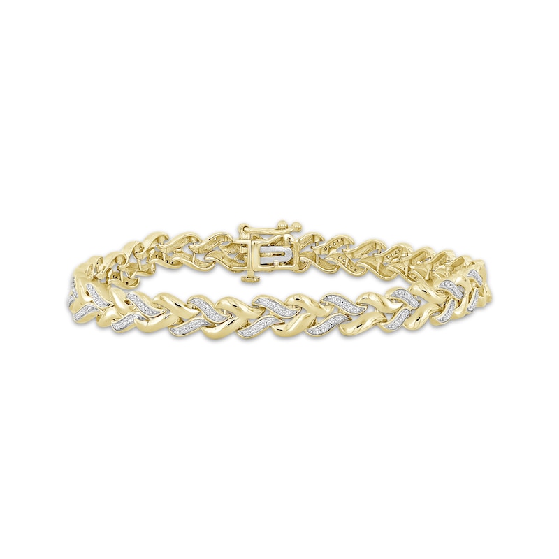 Main Image 1 of Diamond Braid Link Bracelet 1/3 ct tw 10K Yellow Gold 7&quot;
