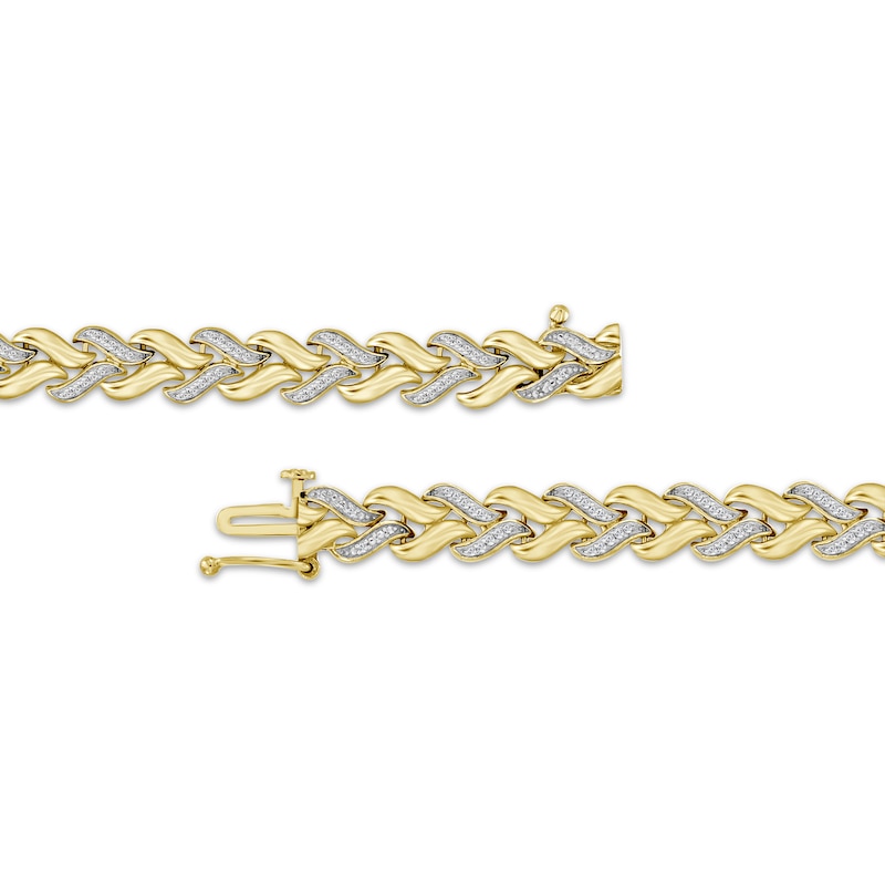 Main Image 2 of Diamond Braid Link Bracelet 1/3 ct tw 10K Yellow Gold 7&quot;
