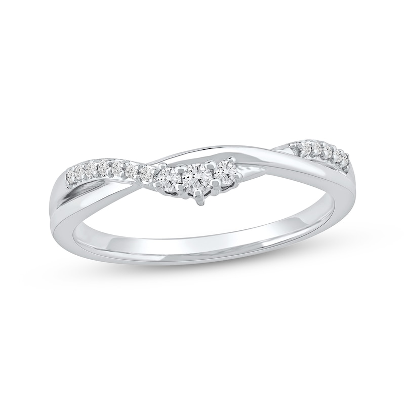 Main Image 1 of Now + Forever Diamond Twist Anniversary Ring 1/8 ct tw 10K White Gold