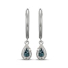Thumbnail Image 2 of Blue & White Multi-Diamond Teardrop Dangle Hoop Earrings 1/8 ct tw Sterling Silver