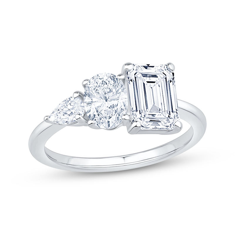 Main Image 1 of Now + Forever Emerald-Cut, Oval-Cut & Pear-Shaped Lab-Grown Diamond Engagement Ring 2-1/6 ct tw 14K White Gold