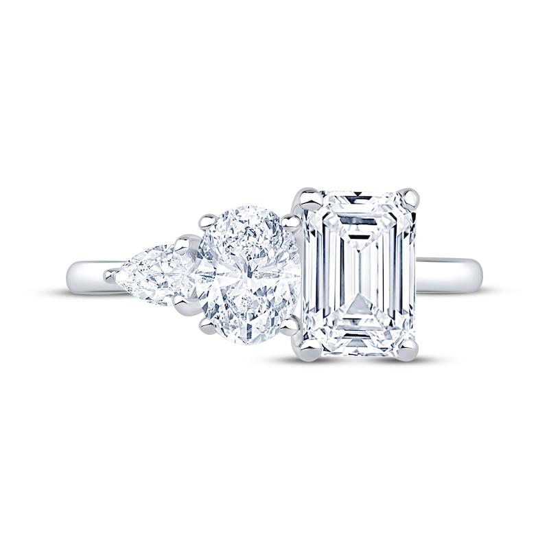 Main Image 3 of Now + Forever Emerald-Cut, Oval-Cut & Pear-Shaped Lab-Grown Diamond Engagement Ring 2-1/6 ct tw 14K White Gold